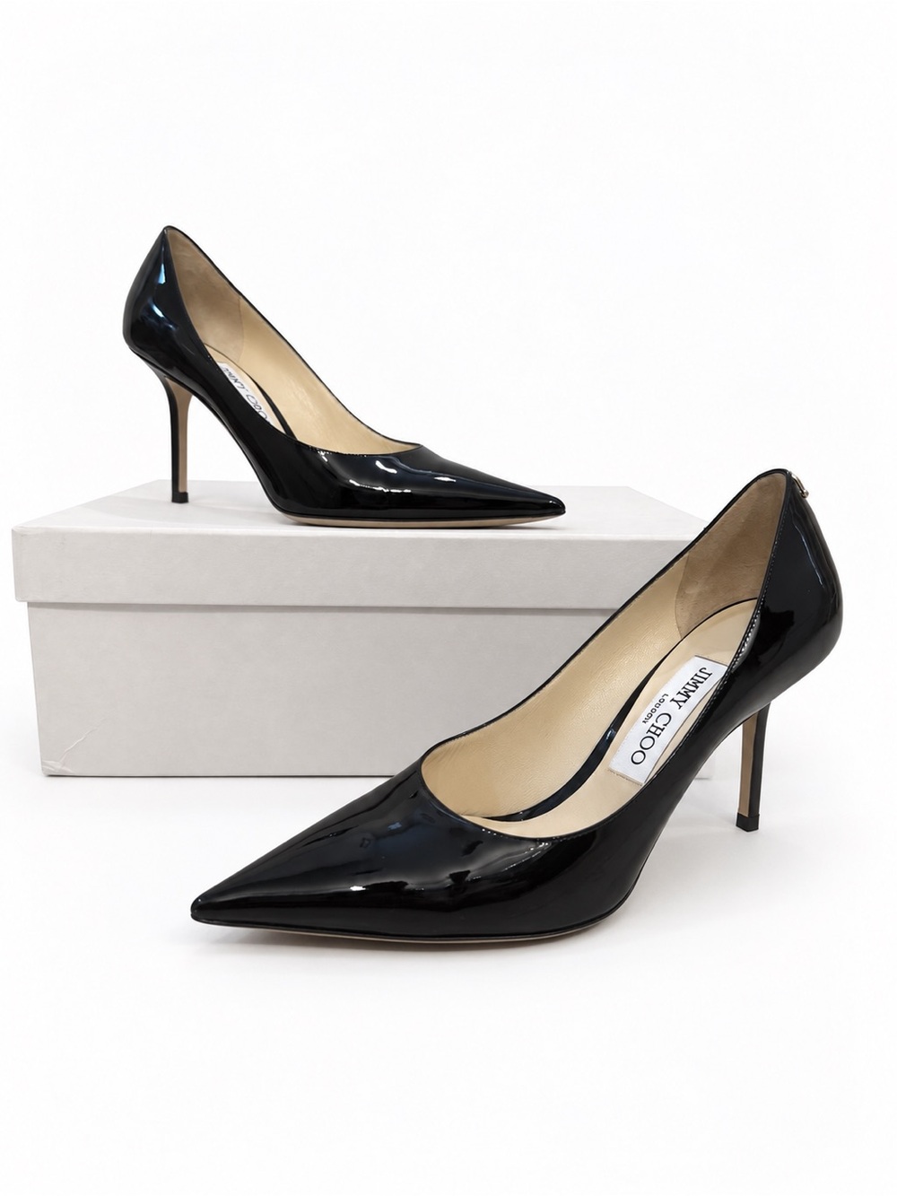 Jimmy Choo Romy 100 Black Patent Leather Pointed-Toe Pumps EU 37